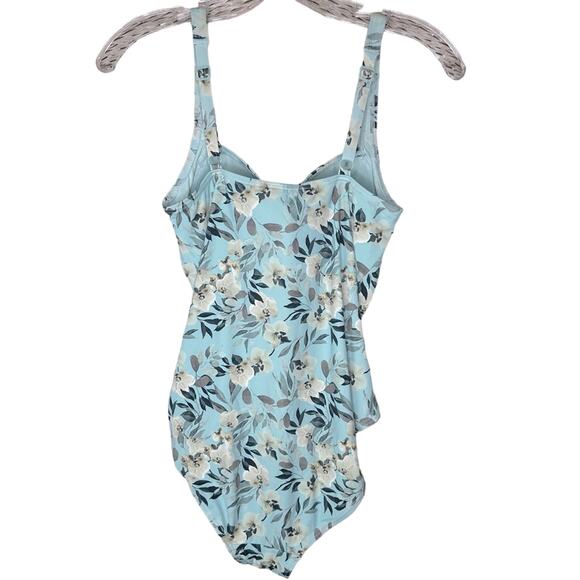 Niptuck Boho Bloom Porcelain Twist One Piece Swimsuit - FLORAL CREAM MINT - Picture 2 of 11
